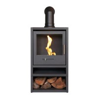 Bioethanol Wood Burning-Style Flueless Stove with Log Store - OKO S1