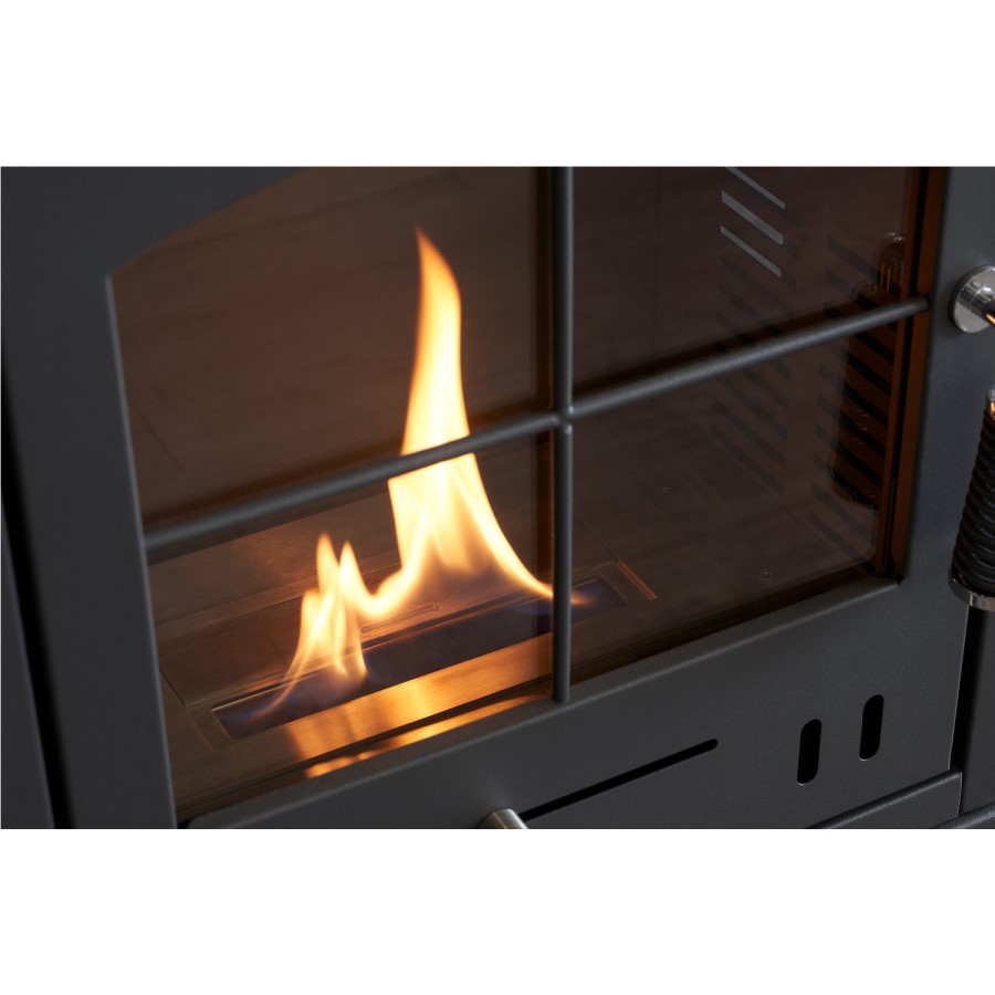 Bioethanol Wood Burning-Style Flueless Stove with Log Store - OKO S2