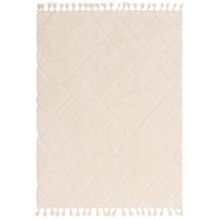 Woven Cream Rug with Fringed Edging - 170 x 120 cm - Ariana