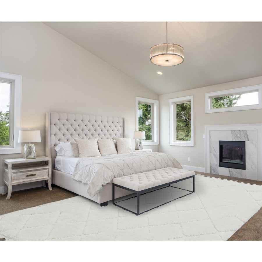Woven Cream Rug with Fringed Edging - 170 x 120 cm - Ariana