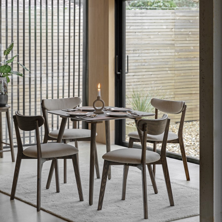 ONLY OPENED - Siya Small Square Smoked Dining Table - Caspian House
