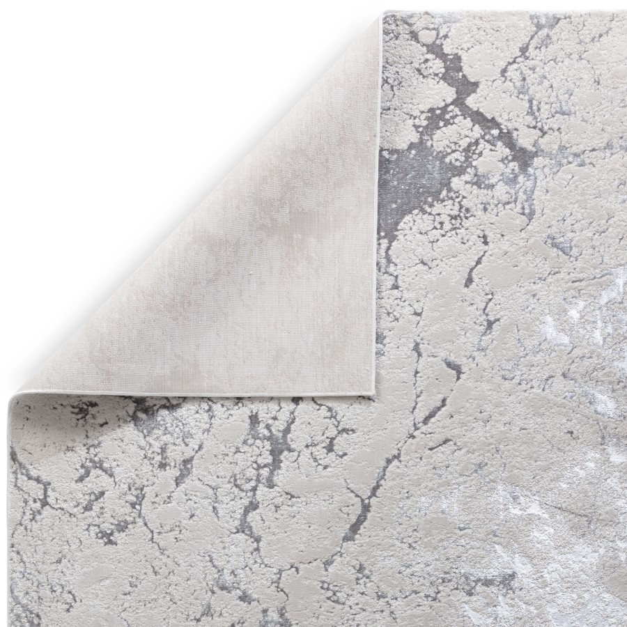 Large Silver Rug with Marble Effect - 340 x 240 cm - Aurora
