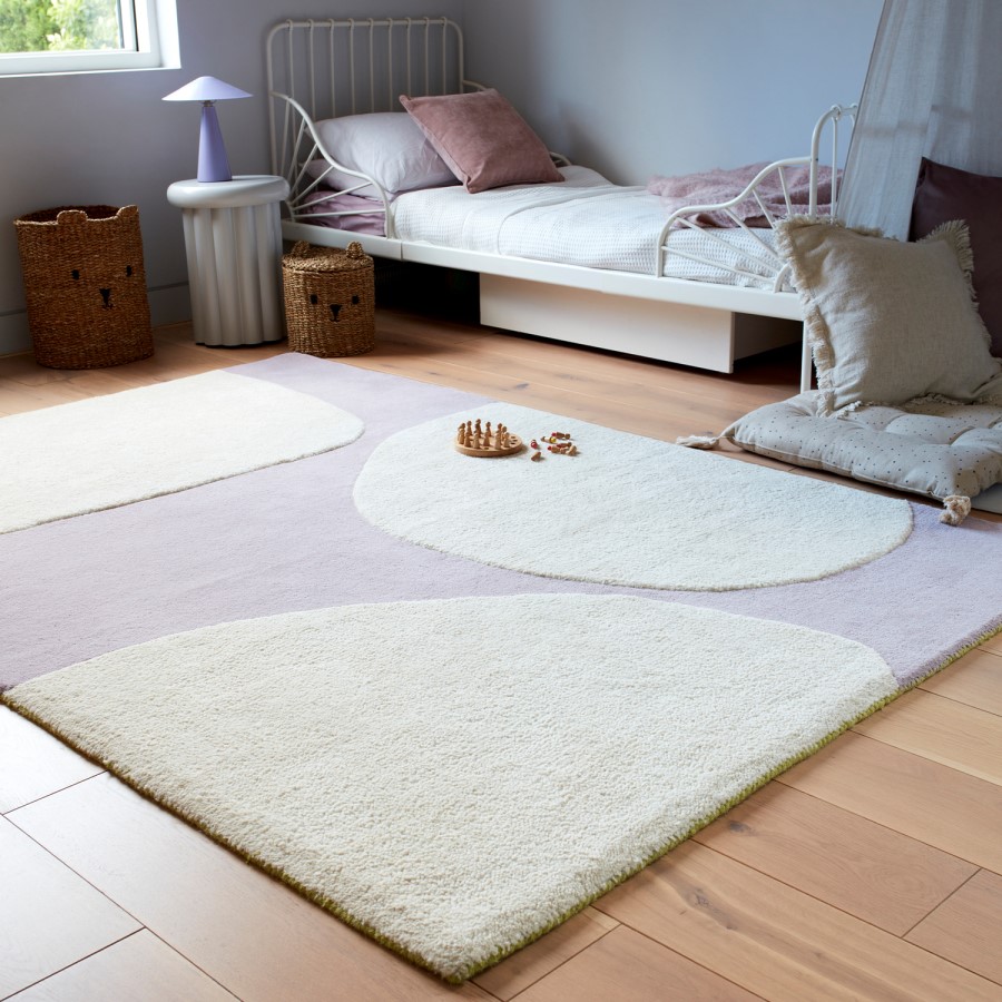 Abstract Pink Rug with Pebble Design - 170 x 120 cm - Canvas