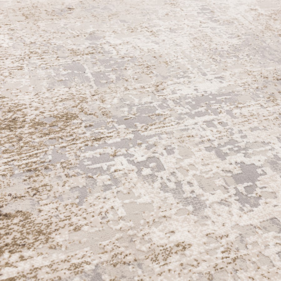 Large Distressed Beige Rug - 340 x 240 cm - Border - Kuza