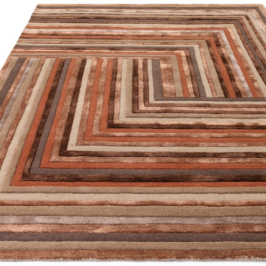 Large Geometric Style Terracotta Rug - 300 x 200 cm - Network - Matrix