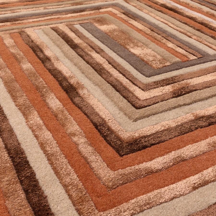 Large Geometric Style Terracotta Rug - 300 x 200 cm - Network - Matrix