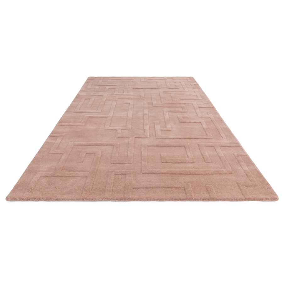 Large Hand Carved Geometric Blush Rug - 290 x 200 cm - Maze
