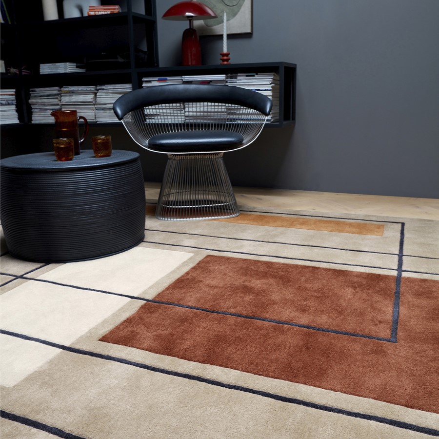 Terracotta Rug with Abstract Lines - 170 x 120 cm - Reef