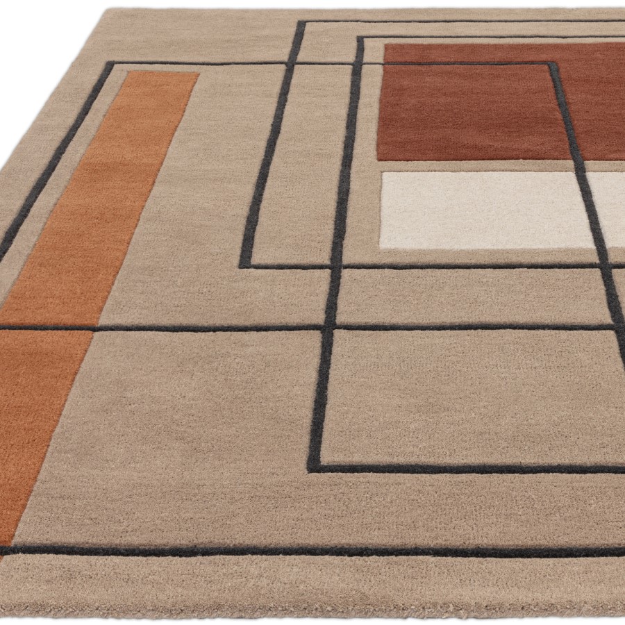 Terracotta Rug with Abstract Lines - 170 x 120 cm - Reef