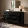 Black Ribbed 6 Drawer Chest of Drawers - Farah