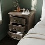 Dark Wood Ribbed 3 Drawer Bedside Table - Farah 