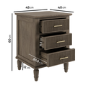 Dark Wood Ribbed 3 Drawer Bedside Table - Farah 