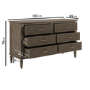 Dark Wood Ribbed 6 Drawer Chest of Drawers - Farah