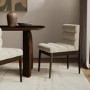 Set of 2 Walnut and Beige Upholstered Mid Century Sculpted Dining Chairs with Wooden Legs - Freja