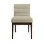 Set of 2 Walnut and Beige Upholstered Mid Century Sculpted Dining Chairs with Wooden Legs - Freja