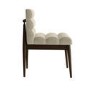 Set of 2 Walnut and Beige Upholstered Mid Century Sculpted Dining Chairs with Wooden Legs - Freja