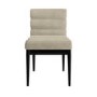 Set of 2 Black and Beige Upholstered Mid Century Sculpted Dining Chairs with Wooden Legs - Freja