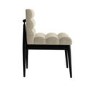Set of 2 Black and Beige Upholstered Mid Century Sculpted Dining Chairs with Wooden Legs - Freja