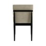 Set of 2 Black and Beige Upholstered Mid Century Sculpted Dining Chairs with Wooden Legs - Freja