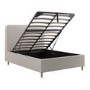 Beige Striped Upholstered Double Ottoman Bed with Curved Headboard - Farrow