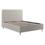 Beige Striped Upholstered King Size Ottoman Bed with Curved Headboard - Farrow