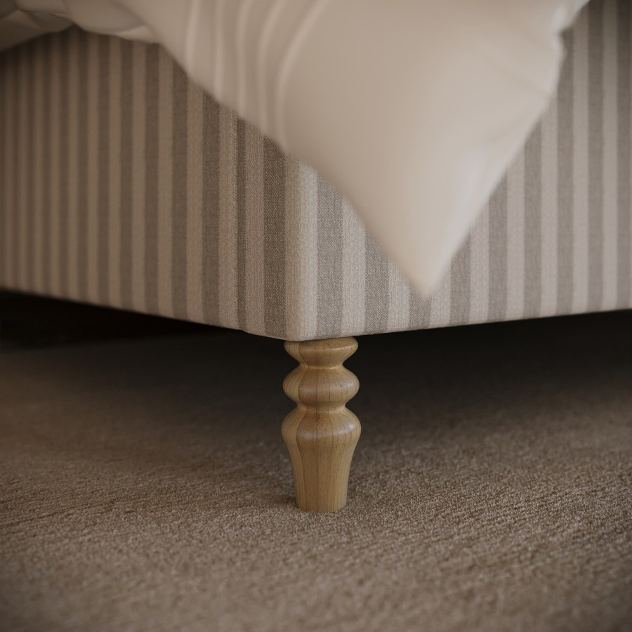Beige Striped Upholstered Super King Ottoman Bed with Curved Headboard - Farrow