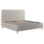Beige Striped Upholstered Super King Ottoman Bed with Curved Headboard - Farrow