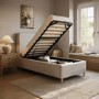 Ticking Stripe Single Ottoman bed in Cream/Neutral -Farrow