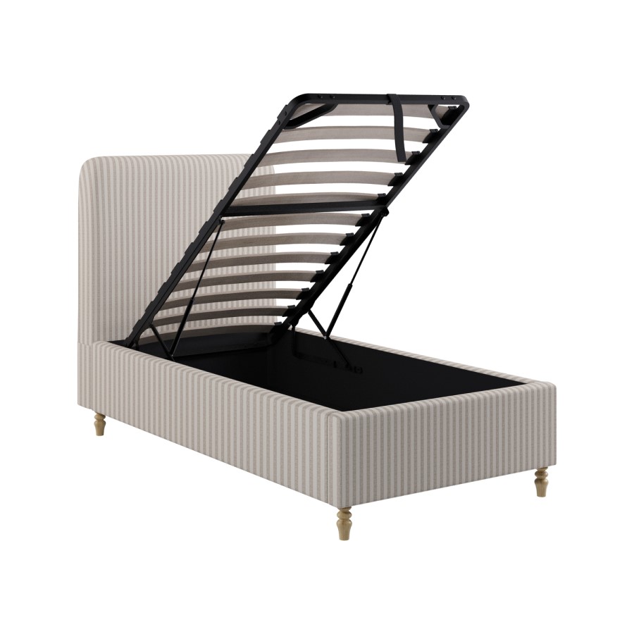 Ticking Stripe Single Ottoman bed in Cream/Neutral -Farrow