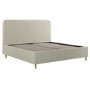 Green Striped Upholstered Super King Ottoman Bed with Curved Headboard - Farrow