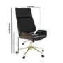 Black Faux Leather and Walnut High Back Swivel Office Chair - Forest
