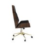 Black Faux Leather and Walnut High Back Swivel Office Chair - Forest