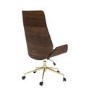 Black Faux Leather and Walnut High Back Swivel Office Chair - Forest
