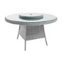 6 Seater Grey Rattan Round Garden Dining Set with Lazy Susan, Built-in Ice Bucket and Matching Parasol