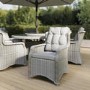 6 Seater Grey Rattan Round Garden Dining Set with Lazy Susan, Built-in Ice Bucket and Matching Parasol
