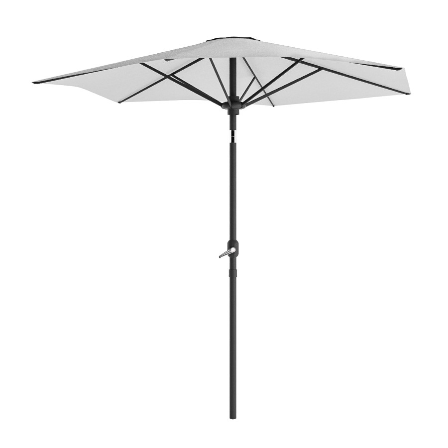 6 Seater Grey Rattan Round Garden Dining Set with Lazy Susan, Built-in Ice Bucket and Matching Parasol