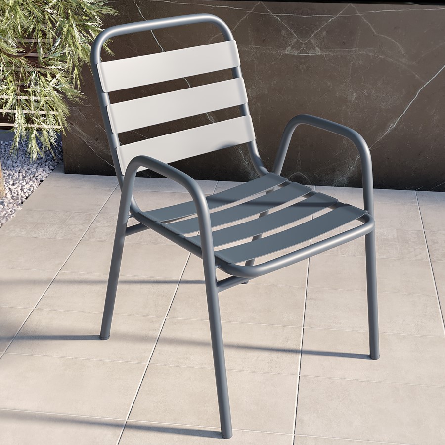 4 Seater Grey Aluminium Square Garden Dining Set