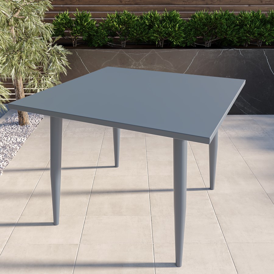 4 Seater Grey Aluminium Square Garden Dining Set