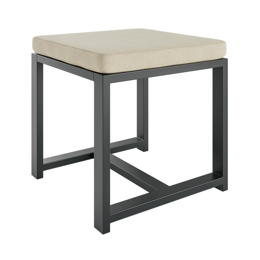 8 Seater Grey Metal Cube Garden Dining Set with Cream Chairs