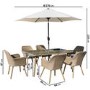 6 Seater Beige Rattan Garden Dining Set with Matching Parasol