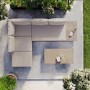 5 Seater Beige Rattan Corner Sofa Set with Reclining Sun Lounger and Coffee Table