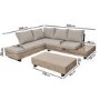 5 Seater Beige Rattan Corner Sofa Set with Reclining Sun Lounger and Coffee Table