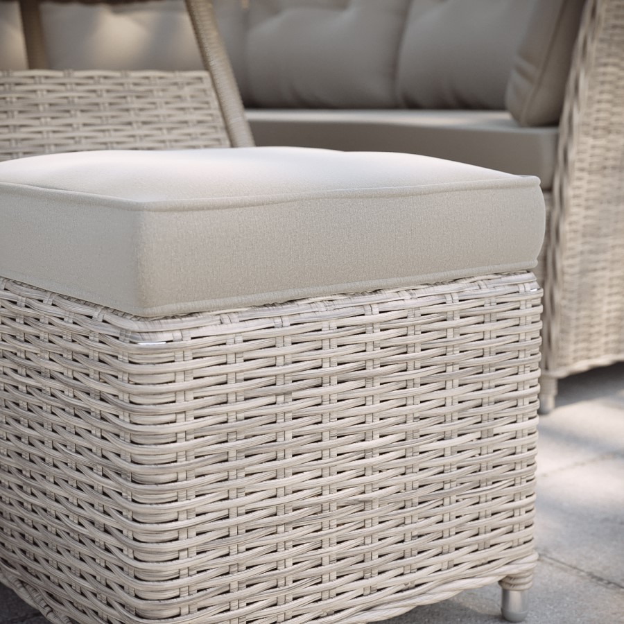 7 Seater Light Rattan Garden Corner Sofa Set with 2 Stools and Glass Table Top