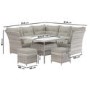 7 Seater Light Rattan Garden Corner Sofa Set with 2 Stools and Glass Table Top
