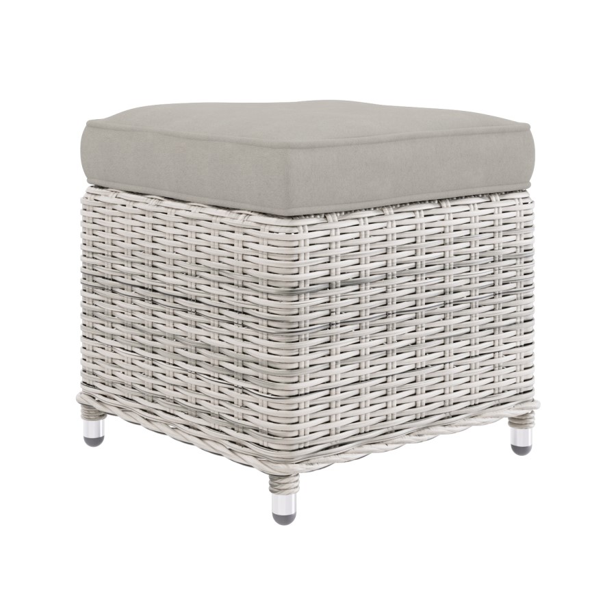 7 Seater Light Rattan Garden Corner Sofa Set with 2 Stools and Glass Table Top
