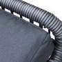 7 Seater Black Rope Effect Garden Corner Sofa & Dining Table Set with Matching Parasol