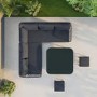 7 Seater Black Rope Effect Garden Corner Sofa & Dining Table Set with Matching Parasol