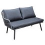7 Seater Black Rope Effect Garden Corner Sofa & Dining Table Set with Matching Parasol