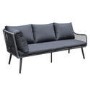 7 Seater Black Rope Effect Garden Corner Sofa & Dining Table Set with Matching Parasol
