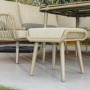 7 Seater Beige Rope Effect Garden Corner Sofa & Dining Table Set with Matching Parasol
